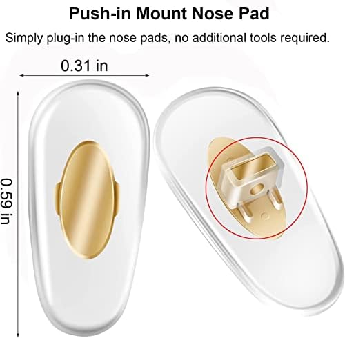 5 Pairs Replacement Nose Pads for Ray-Ban RB3549, RB4071, RB6335, RB6375, RB7164 More Plug-in/Push in Mount Type Eyeglasses, Sunglasses Models - Gold