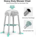Swivel Shower Stool 350lbs, Tool-Free Assembly Adjustable Shower Seat Bathroom Stool with Storage Tray & Anti-Slip Rubber Tips for Safety and Stability