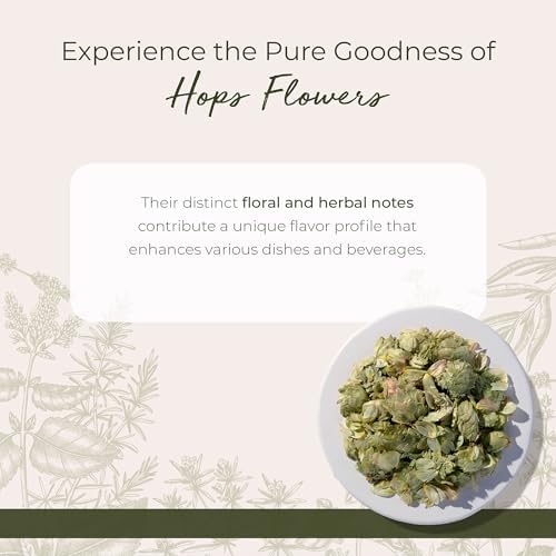 Starwest Botanicals Dried Hops Flowers Whole - Herb for Hot Water & Tea, Use in Herbal Blends, Natural Pine & Citrus Notes, Certified Kosher - 4 oz Pouch