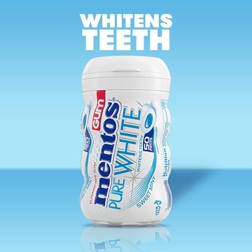 Mentos Pure White Sugar-Free Chewing Gum With Xylitol, Sweet Mint, Holiday Candy, Bulk, 50Piece Bottle (Pack Of 6)