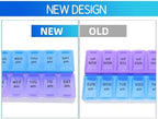 7-Day Weekly Pill Organizer and Daily Vitamin Case - Pill Box for Medication Management 14 Compartments—Perfect for Home, Travel, or The Office. Plus, (Purple/Blue)