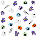 Edible Halloween Cake Decorations, 27 Count Royal Icing Toppers for Cakes, Cookies, Cupcakes - Pumpkin, Ghost, Witch Hat, Knife, Axe Icing Decoration - Spooky Baking Supplies for Halloween Party