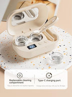 Ultrasonic Contact Lens Cleaner Machine Rechargeable Portable USB Powered 3 Modes ABS with Mirror for Gym Sports Running Fitness Outdoor Travel Office Hotel(1pc)
