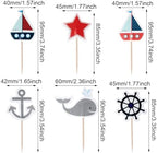 Honbay 48PCS Nautical Theme Cupcake Toppers Ocean Sailing Party Cake Decorations Food Fruit Picks for Birthday Wedding Party Supplies (6 Style)