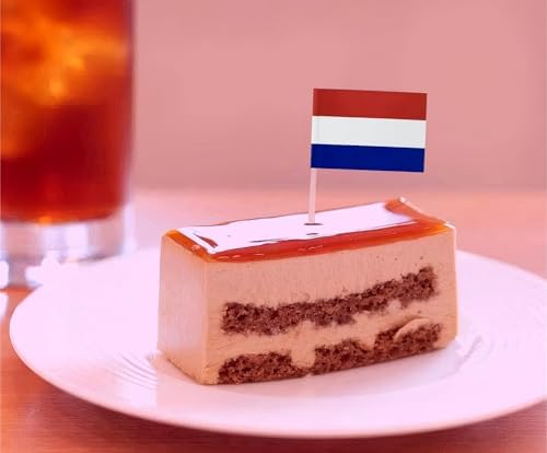 100 Pac Netherlands Flag Dutch Toothpick Flags, Cocktail Picks Mini Stick Cupcake Toppers Country Picks Party Decoration Celebration Cocktail Food Bar Cake Flags