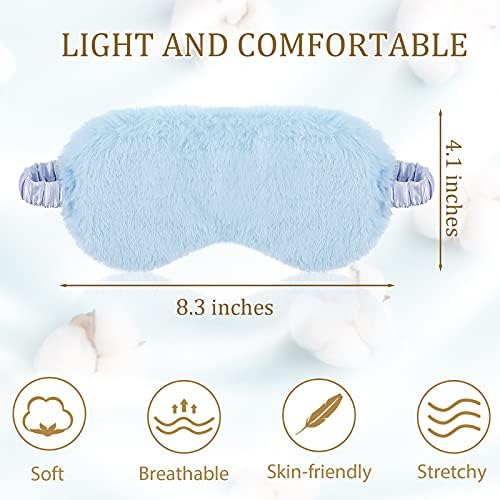 SATINIOR 6 Pieces Plush Eye Mask Soft Sleeping Blindfold Fluffy Eye Cover for Girls and Adult Party Favors