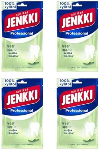 Cloetta Jenkki Xylitol Fresh Apple Chewing gum 4 Pack of 80g