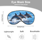 Dolphin Family Silk Eye Mask Sleep Mask Cartoon Whale Clear Blue Waters Ocean Sea Marine Life Eye Mask with Adjustable Strap Lightweight for Women Work Travel Night Sleep