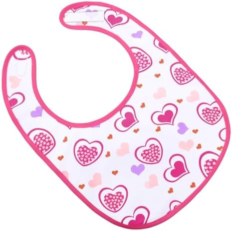 Littleforbig Cotton Waterproof Babydoll Printed Adult Bib with Adjustable Hook-and-Loop Fastener Closure - Princess Hearts Adult Bib