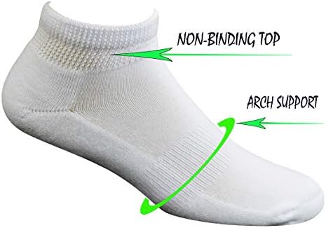 Yomandamor Mens Cotton Diabetic Low Cut Socks with Seamless Toe,5 Pairs