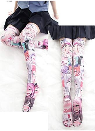 SINROYEE Sexy Cosplay Knee High Stockings Anime Cartoon Printing Thigh High Socks for Women Cute Lolita JK