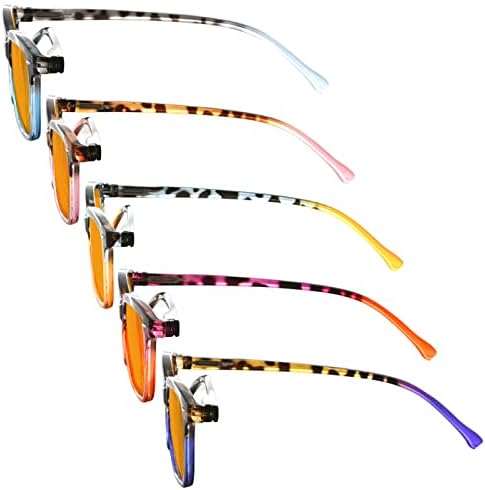 Eyekepper 5 Pack Blue Lens Glasses Women Screen Light Filter Blocking UV Rays Readers for Reading Computer Orange Tinted +1.50