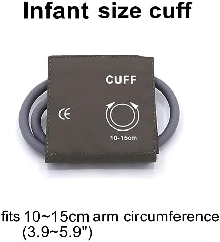 NIBP Cuff with BP12 Connector for Infant, 10-15 cm Single Tube Reusable PU Brown Replacement Blood Pressure Cuff with Inner TPU Airbag