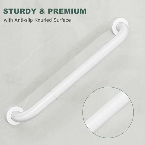FANHAO 2 Pack Grab Bars for Bathtubs and Showers, 16 Inch Anti Slip Shower Grab Bars Stainless Steel Shower Handle Toilet Handicap Elderly Senior Assist Bathroom Safety Bars (White)
