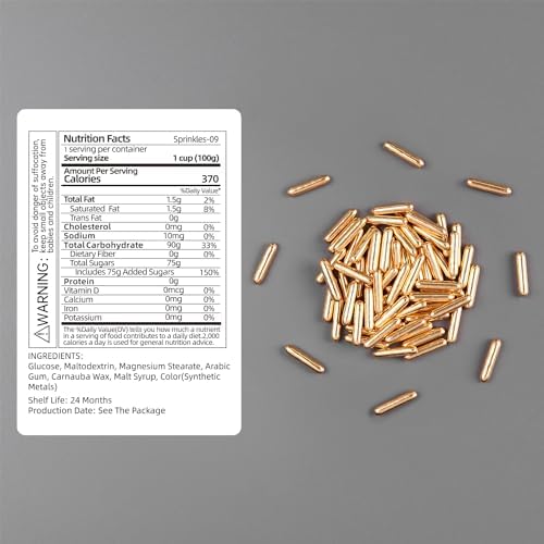 Cobakey Bright Gold Sprinkles for Cake Decorations 100g/ 3.52oz Rods Metallic Pearl Sugar Sprinkles for Cupcake Toppers Wedding Party Valentines Halloween Christmas Supplies