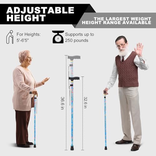 PARLORA Walking Cane for Women and Men, Collapsible, Lightweight, Sleek, Foldable Folding Cane | Walking Sticks for Seniors & Adults with Comfortable T-Handle
