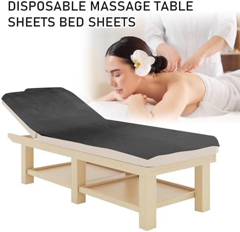 100 Pcs Disposable Massage Table Sheets 31" x 71" Non-Woven Fabric Bed Sheets Cover for Spa, Massage, Beauty Salon, Tattoos, Hotels (Black)