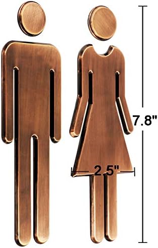 7.8" Premium Bathroom Sign Acrylic Adhesive Backed Men's and Women's Toilet Sign (Bronze)