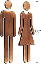 7.8" Premium Bathroom Sign Acrylic Adhesive Backed Men's and Women's Toilet Sign (Bronze)
