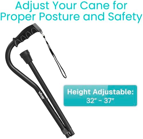Vive Walking Cane for Women, Men, Elderly - Patented Offset Grip - Lightweight Adjustable Walking Aid with a Non-Slip Tip - Sturdy Balancing Mobility Aid for Seniors