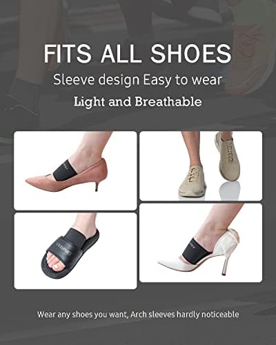 Copper Arch Support - Plantar Fasciitis Relief Arch Supports Bands/Sleeves with Gel Pads, Flat Feet Pain Relief,Men Women （1 Pair Black