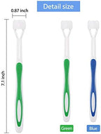Boao 2 Pieces Autism Toothbrush Three Bristle Travel Toothbrush for Complete Teeth, Great Angle Bristles Clean Each Tooth, Soft and Gentle(Green, Blue)
