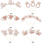 36 Pack He Asked She Said Yes Cupcake Toppers Glitter Ring Love Heart I do Cupcake Food Picks for Wedding Engagement Bridal Shower Party Cake Decorations Supplies Rose Gold