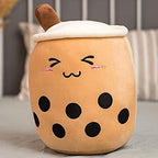 VHYHCY Cute Stuffed Boba Plush Bubble Tea Plushie Pillow Milk Tea Cup Pillow Food Plushie, Soft Kawaii Hugging Plush Toy for Kids(Closed Eyes, 9.4 inch)