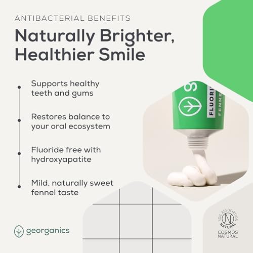 Georganics Fluoride Free Toothpaste Fennel 2.6fl oz – Mint Free Toothpaste - hydroxyapatite Enamel Care - Natural Vegan Toothpaste - Sensitive Teeth - Plastic Free Aluminium Tube
