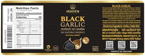 Homtiem Black Garlic 8.82 Oz (250g.), Whole Black Garlic Fermented for 90 Days, Super Foods, Non-GMOs, Non-Additives, High in Antioxidants, Ready to Eat for Snack Healthy, Healthy Recipes