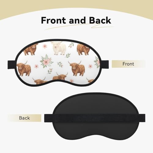 Highland Cow Blackout Sleep Mask Unisex Soft Breathable Eye Masks with Elastic Strap