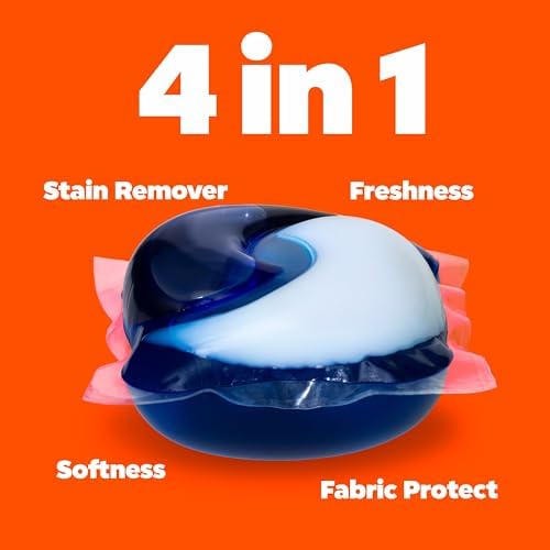 Tide PODS Laundry Detergent soap with a touch of Downy 4-in-1 Detergent, 57 Count, Stain Remover, Freshness, Softness, Fabric Protecter, HE Compaible