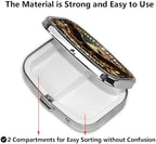 ABLESKY Pill Box, 2 Compartment Pill Organizer Case for Pocket or Purse, Small Portable Metal Travel Medicine Box with Mirror, Daily Vitamins Fish Oil Container-Patriotic Bald Eagle USA Flag