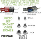Mixed Phonak Open Smokey Dome Small-Medium-Large Domes, Genuine OEM Switzerland Replacement by Sonova, Hearing Aid Domes for SDS 3.0 Accessories -1 Pack/6 Domes Total