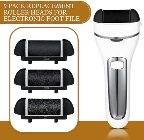 9 Pcs Different Replacement Roller Head for Electric Callus Remover Feet Pedicure Kit Care Foot Roller Refills Extra Coarse Regular Coarse Pedicure Tools for Dead Skin(Black)