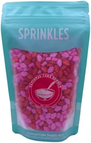 NCS Lips Edible Candy Sprinkles – Red & Pink Cupcake, Cake & Cookie Decorations, 8 oz