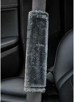Amooca Soft Faux Fur Universal Fit Seatbelt Cover Car Truck SUV Airplane Seat Belt Shoulder Pad for Carmera Backpack Straps Neck Cushion Protector 2 Pack 10.5in Dark Gray