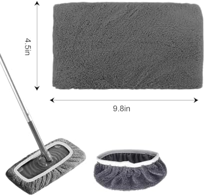 8 Pcs Reusable Mop Pads Replacement Set for Wet Dry Flat Mop with Hardwood Laminate Tile Floors for Home Deep Cleaning(Grey)