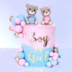 Bear Cake Toppers Gender Reveal Balls Cake Decorations for Boy Girl Gender Reveal Baby Shower Party Supplies