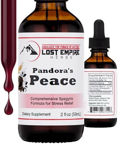 Lost Empire Herbs Pandora’s Peace Tincture (2 fl oz) Premium Herbal Tincture for Balance, Vitality & Calm – USA-Sourced, Spagyrically Prepared, and Free from Heavy Metals & Chemicals