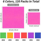 Resinta 120 Pieces Cocktail Napkin Neon Napkins Beverage Luncheon Paper Napkins 2 Ply for Party Favors, 6 Colors