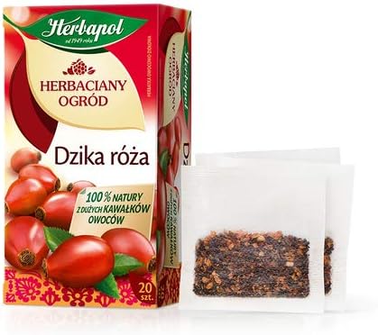 Herbapol Herbal Fruit Infused Tea (Variety 4 Pack) WILD ROSE, STRAWBERRY & WILD STRAWBERRY, CRANBERRY and RASPBERRY & LEMON Tea Natural Flavor - 20 Silk Tea Bags Each.