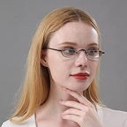 DXYXYO Half Moon Reading Glasses for Women Men Small Semi Frame Metal Spring Hinge Readers