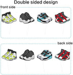 32Pcs Double-sided Sneaker Birthday Cupcake Toppers Multi-Styles Popular Sneakers Cupcake Picks for Sneaker Party Sport Shoes Baby Shower Kids Sport Boys Funny Birthday Party Cupcake Cake Decorations