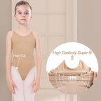 iMucci Professional Leotards for Girls Nude Leotard Seamless Camisole Undergarment with Transition Clear Strap
