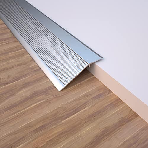 NeatiEase Threshold Ramps for Doorways, 48" Metal Floor Transition Strip Replacement, Aluminum Floor Reducer Molding for Carpet/Entry Door/Tile/Threshold/Wheelchair (Silver)