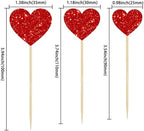 Gyufise 30Pcs Heart Cupcake Toppers Red Glitter Sweet Love Heart Cupcake Pick Decorations Valentine's Day Cake Decorations for Wedding Engagement Bridal Shower Birthday Party Cake Decorations Supplies