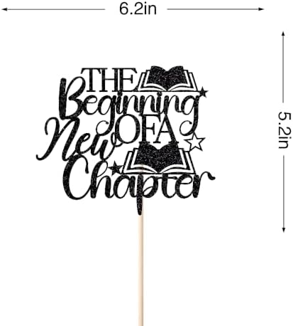 A Sweet Ending to A New Beginning Cake Topper,The Adventure Begins,Farewell Party Decorations,Graduation Retirement Engagement Baby Shower Party Decorations Black Glitter