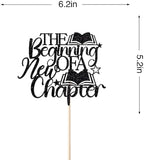 A Sweet Ending to A New Beginning Cake Topper,The Adventure Begins,Farewell Party Decorations,Graduation Retirement Engagement Baby Shower Party Decorations Black Glitter