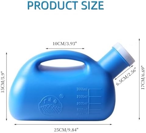 3000ML Large Male Urinal,YUMSUM Portable Mens Potty Pee Bottle Collector Travel Toilet (Blue)